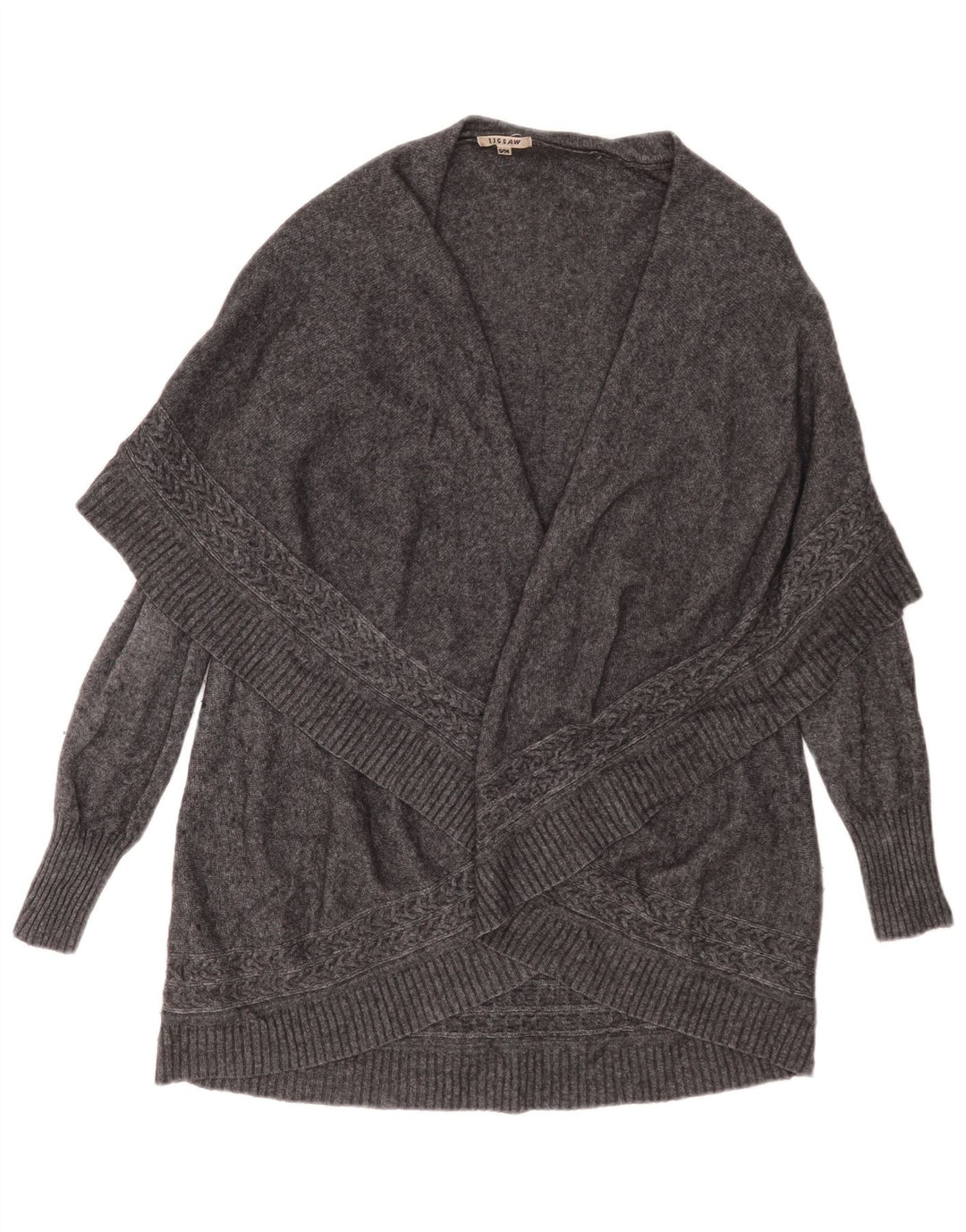 Jigsaw Womens Longline Cardigan Sweater UK 10 Small Grey Wool