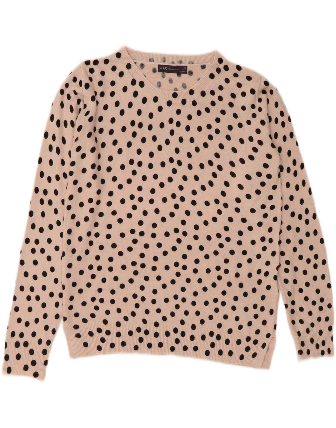 MARKS & SPENCER Womens Crew Neck Jumper Sweater UK 10 Small Pink Polka Dot Vintage Marks & Spencer and Second-Hand Marks & Spencer from Messina Hembry 