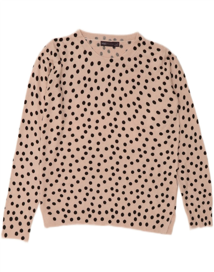 MARKS & SPENCER Womens Crew Neck Jumper Sweater UK 10 Small Pink Polka Dot Vintage Marks & Spencer and Second-Hand Marks & Spencer from Messina Hembry 