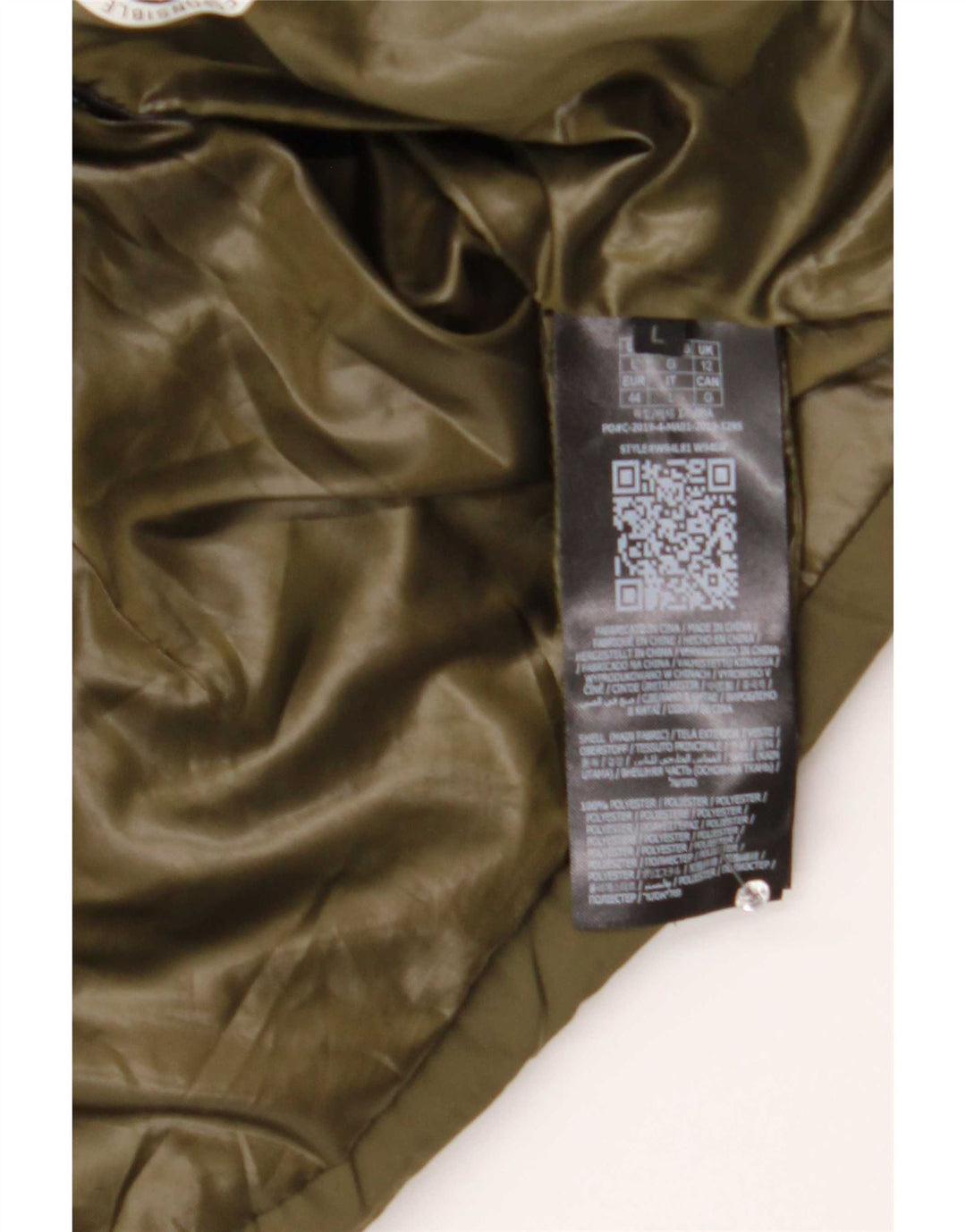 Guess Womens Graphic Padded Jacket UK 12 Medium Khaki Polyester