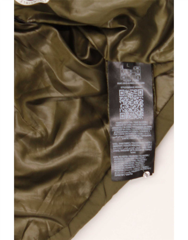 Guess Womens Graphic Padded Jacket UK 12 Medium Khaki Polyester