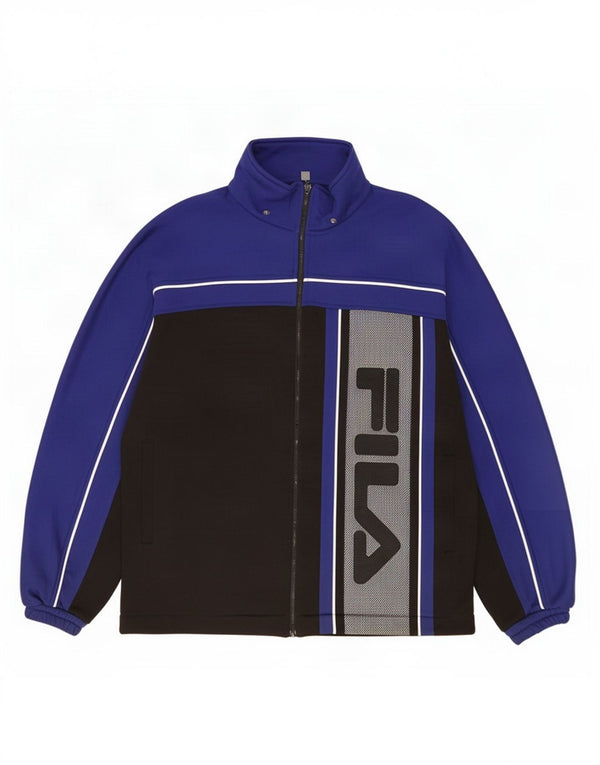Fila Mens Graphic Tracksuit Top Jacket IT 46 Small Black Colourblock
