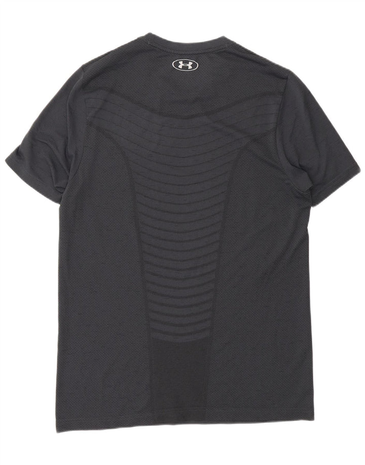 Under Armour Mens Heat Gear T-Shirt Top Medium Grey Striped Polyester