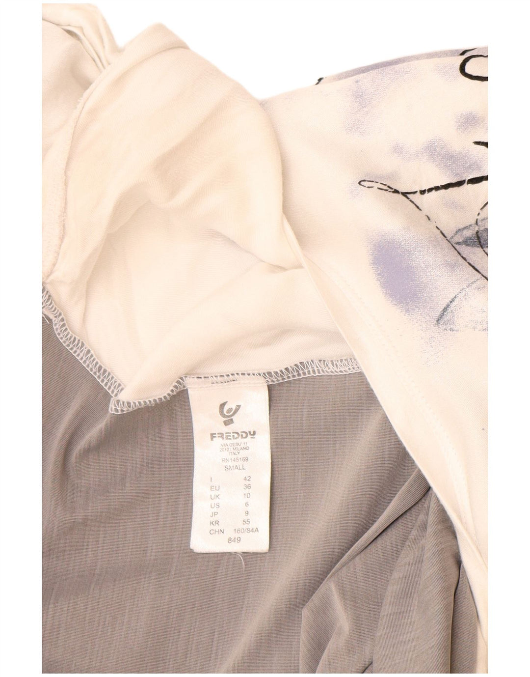 Freddy Womens Oversized Graphic T-Shirt Top UK 10 Small White Colourblock