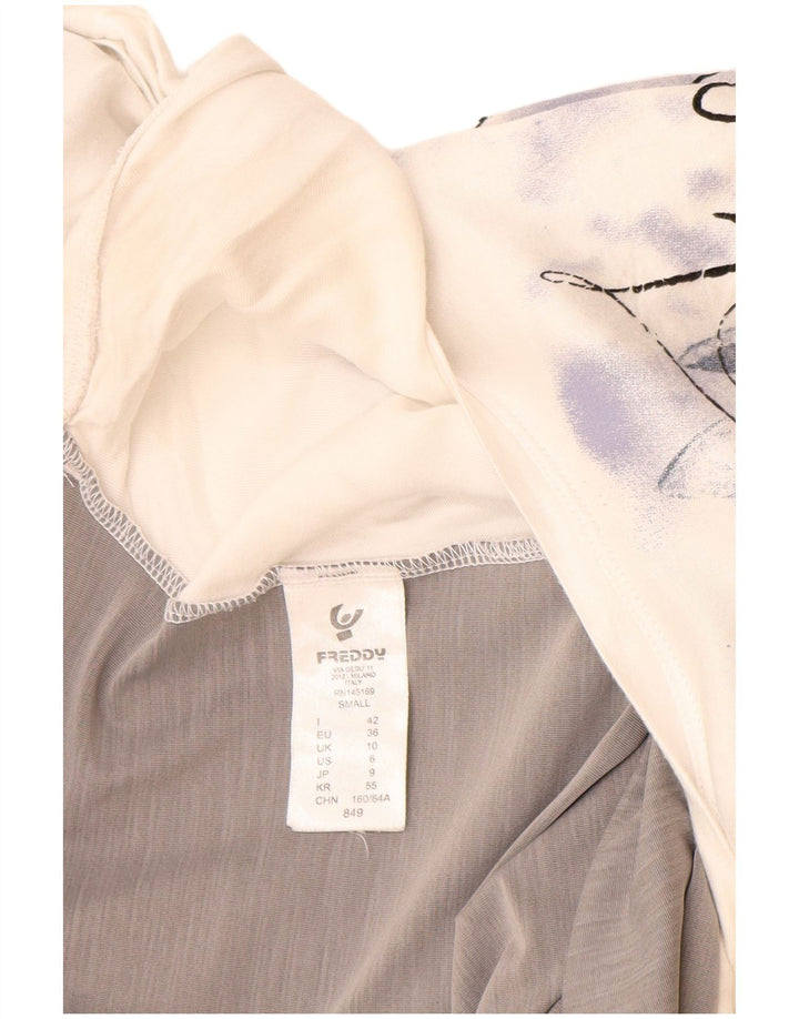 Freddy Womens Oversized Graphic T-Shirt Top UK 10 Small White Colourblock