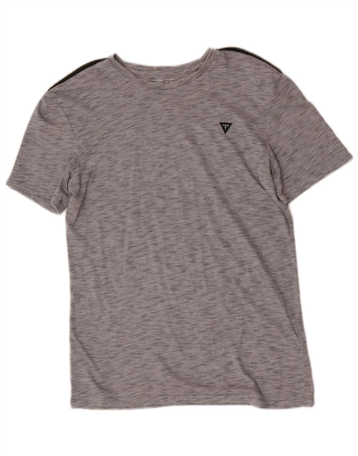 Guess Mens T-Shirt Top Large Grey Flecked Polyester