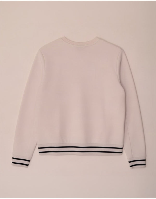 Fila Womens Sweatshirt Jumper UK 14 Medium White Cotton