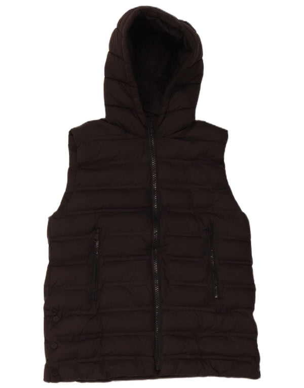 Zara Girls Hooded Padded Gilet 11-12 Years Black Polyester