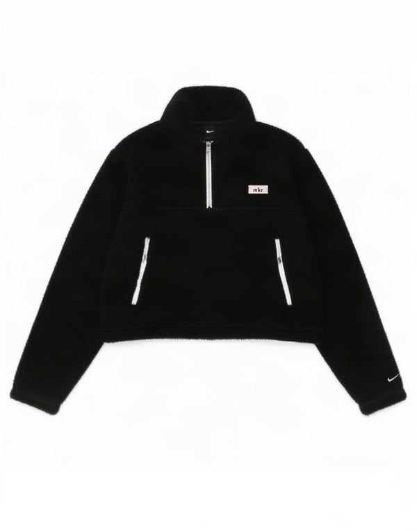 Nike Womens Therma-Fit Loose Fit 1/4 Zip Fleece Jacket UK 16 Large Black