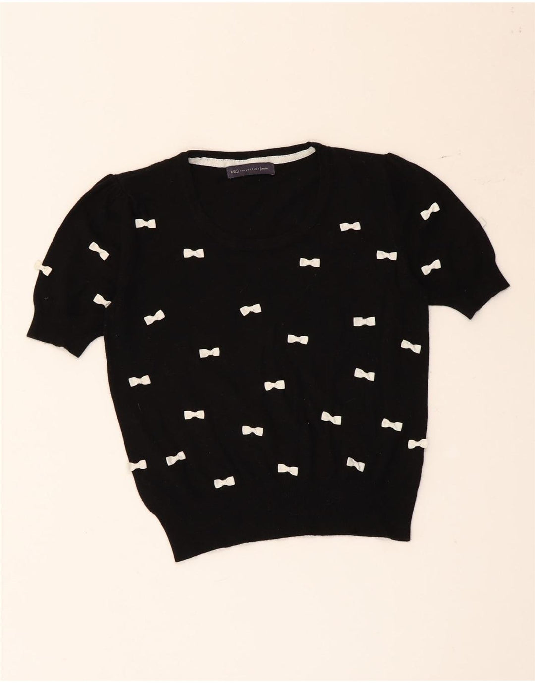 Marks & Spencer Womens Crop Boat Neck Jumper Sweater UK 8 Small Black