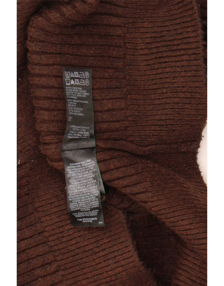 Marks & Spencer Womens Crop Cardigan Sweater UK 10 Small Brown Polyester