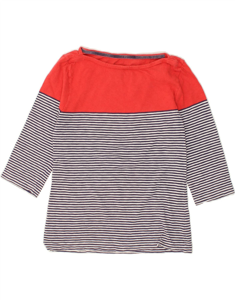 JOULES Womens Top 3/4 Sleeve UK 14 Large Navy Blue Striped Cotton | Vintage Joules | Thrift | Second-Hand Joules | Used Clothing | Messina Hembry 