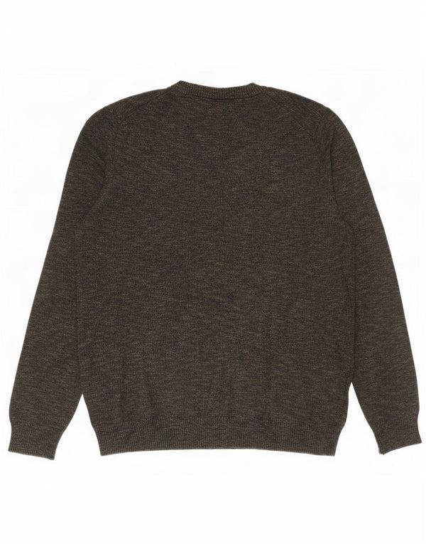 Lyle & Scott Mens Crew Neck Jumper Sweater Large Khaki Flecked Cotton