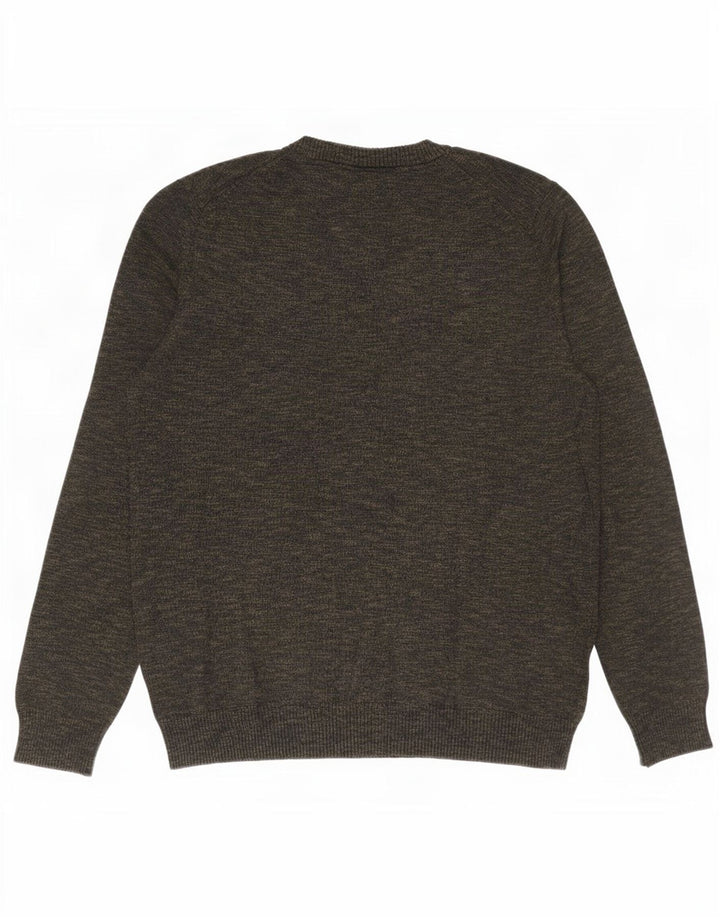 Lyle & Scott Mens Crew Neck Jumper Sweater Large Khaki Flecked Cotton