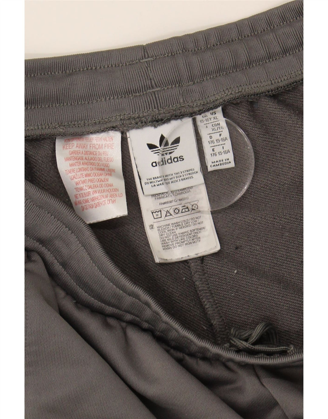 ADIDAS Boys Graphic Sport Shorts 15-16 Years Grey Colourblock Polyester