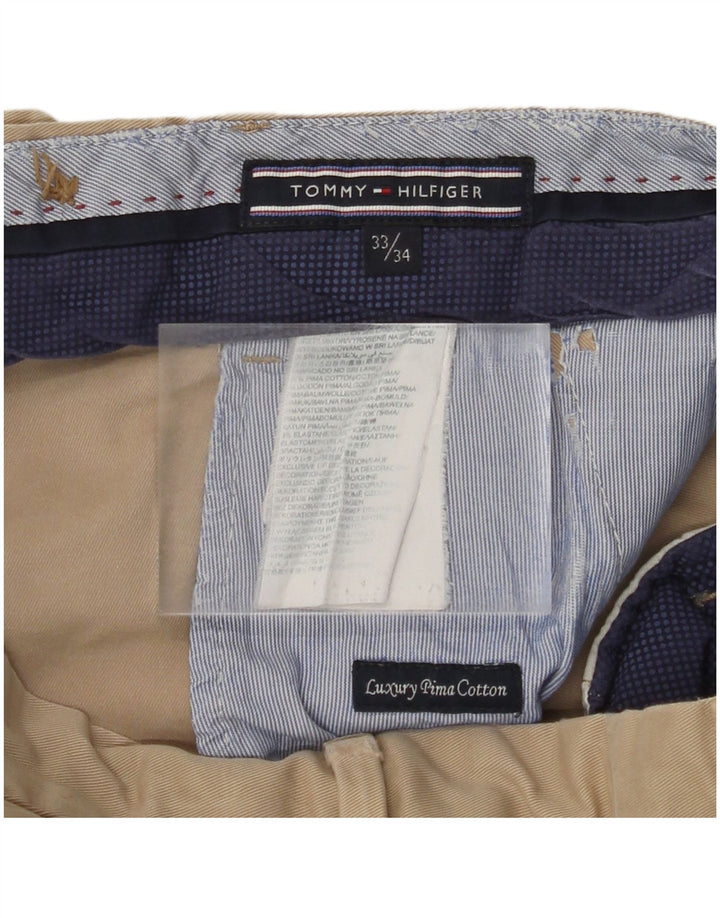 TOMMY HILFIGER Mens Skinny Chino Trousers W33 L34 Beige Cotton