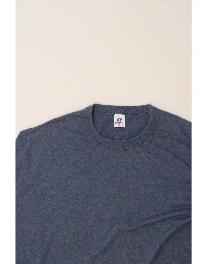 RUSSELL ATHLETIC Mens T-Shirt Top 2XL Navy Blue Polyester Vintage Russell Athletic and Second-Hand Russell Athletic from Messina Hembry 