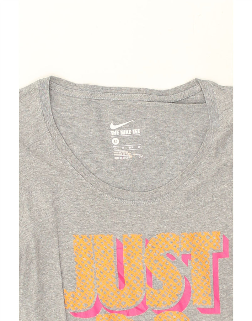 NIKE Womens The Nike Tee Graphic T-Shirt Top UK 6 XS Grey Cotton | Vintage Nike | Thrift | Second-Hand Nike | Used Clothing | Messina Hembry 