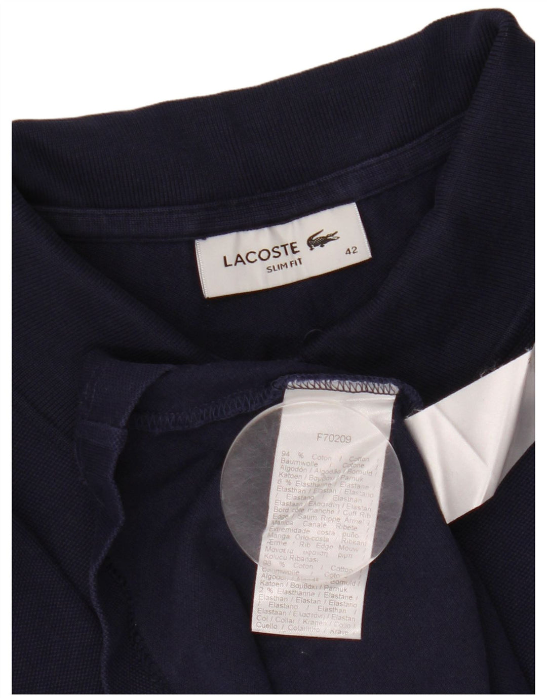 LACOSTE Womens Slim Fit Polo Shirt Size 42 Large Navy Blue Cotton