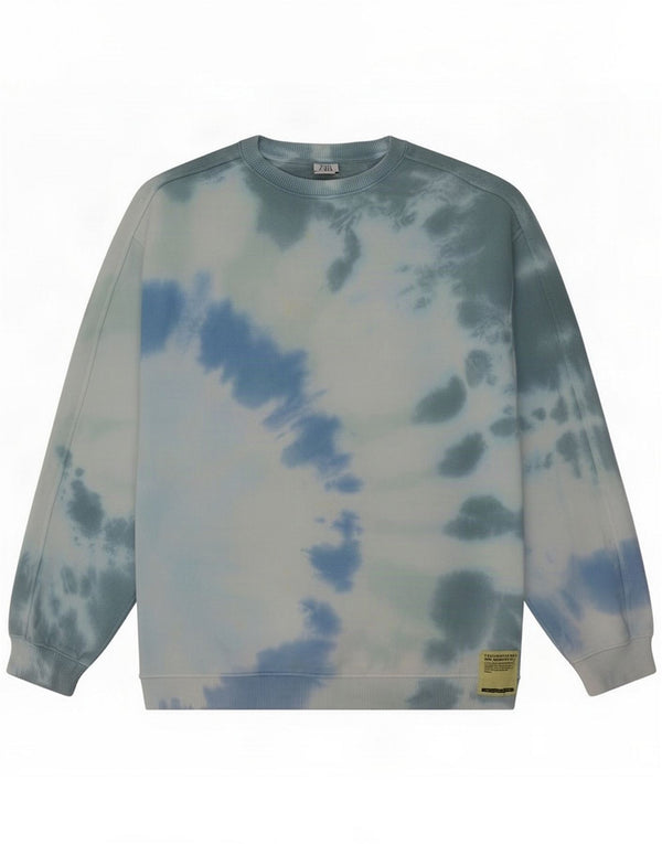 Zara Girls Sweatshirt Jumper 13-14 Years Blue Tie Dye Cotton