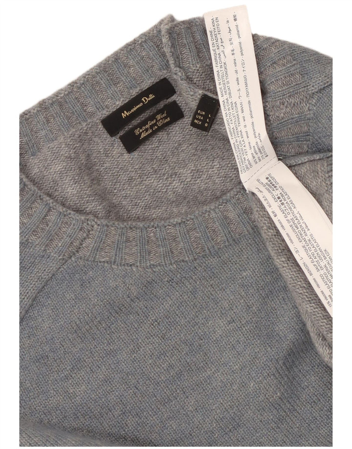 Massimo Dutti Mens Crew Neck Jumper Sweater Large Blue Wool