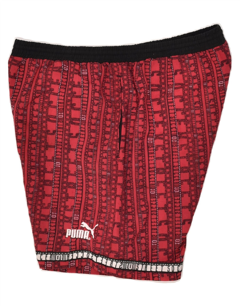 PUMA Mens Abstract Pattern Swimming Shorts XL Red Polyamide | Vintage Puma | Thrift | Second-Hand Puma | Used Clothing | Messina Hembry 