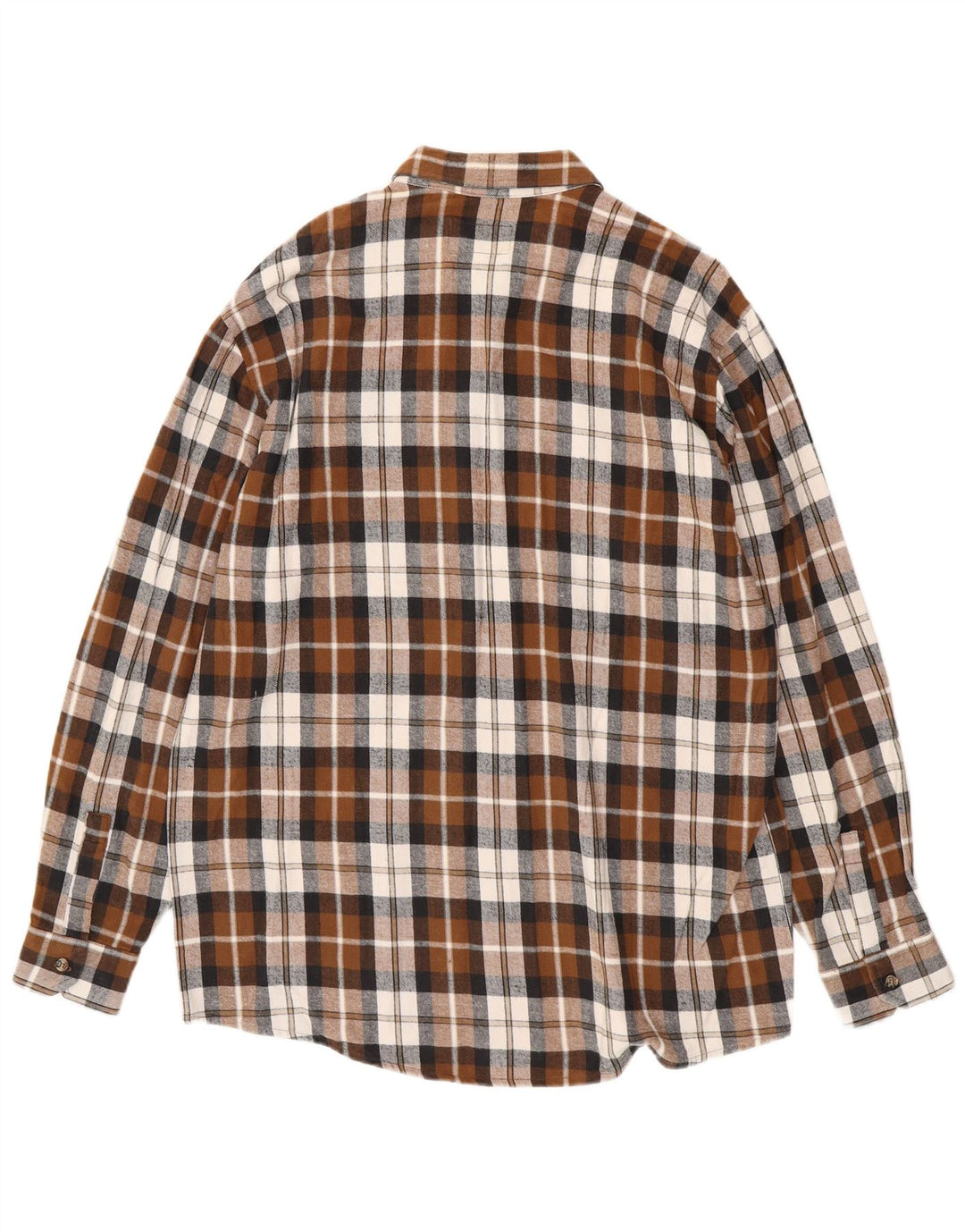 EUROPEAN PROJECT Mens Flannel Shirt Large Brown Check Cotton