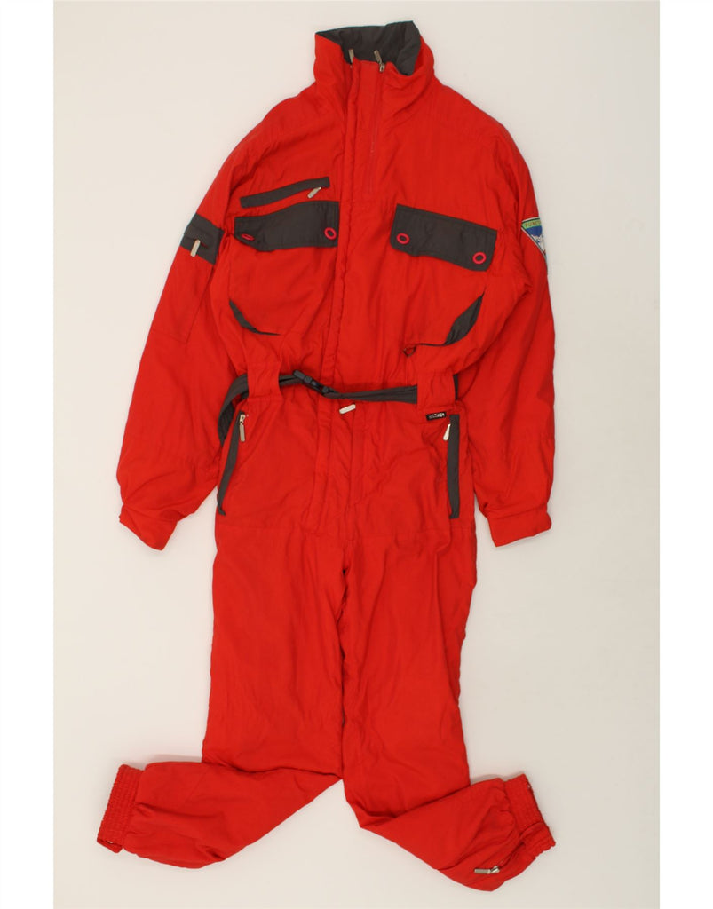 VINTAGE Mens Ski Jumpsuit IT 46 Small Red Colourblock Vintage Vintage and Second-Hand Vintage from Messina Hembry 