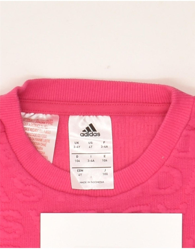 ADIDAS Girls Graphic Jumper Dress 3-4 Years Pink Cotton | Vintage Adidas | Thrift | Second-Hand Adidas | Used Clothing | Messina Hembry 