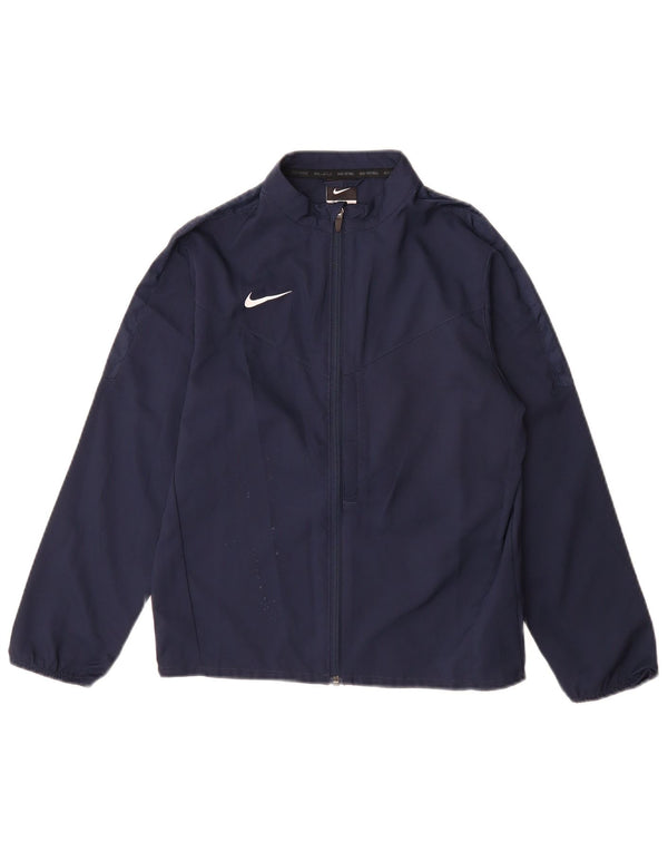 Nike Boys Tracksuit Top Jacket 8-9 Years Small Navy Blue Polyester