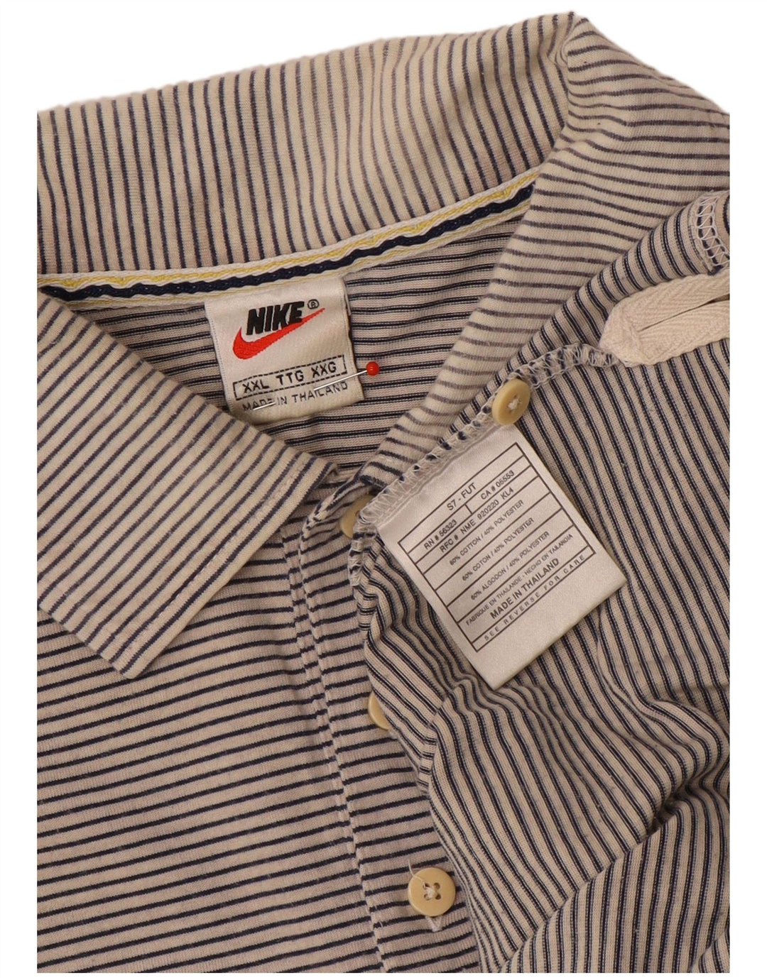 Nike Mens Polo Shirt 2XL Grey Striped Cotton