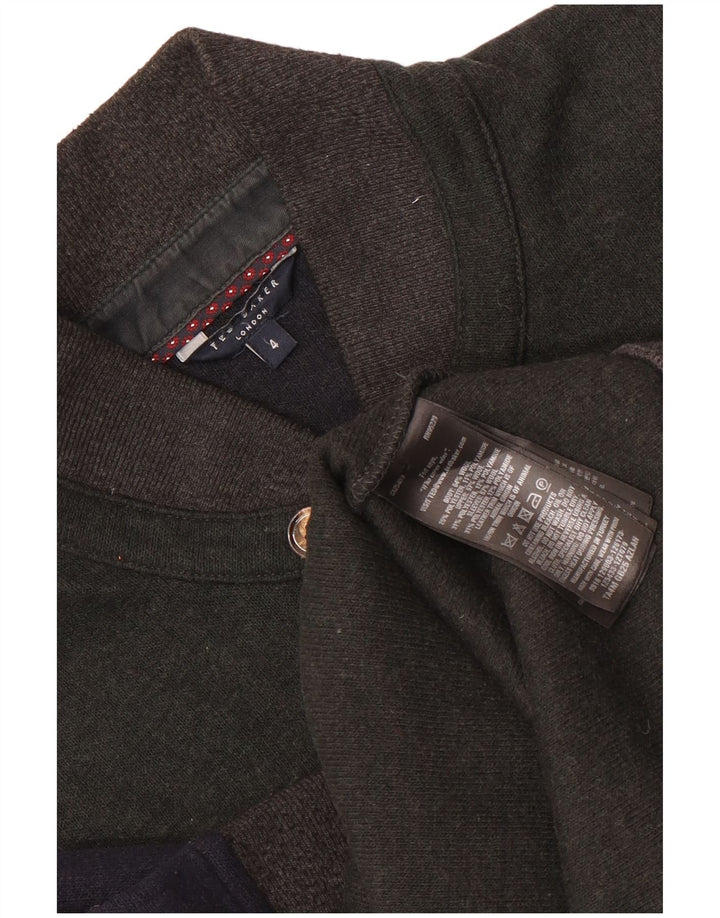 Ted Baker Mens Bomber Jacket Size 4 Large Navy Blue Colourblock Wool