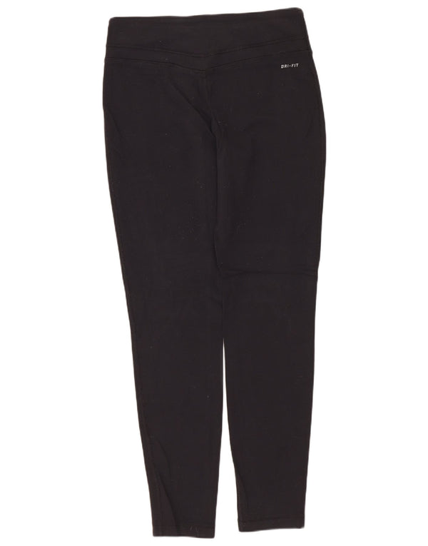 NIKE Womens Dri Fit Leggings UK 12 Medium Black Nylon