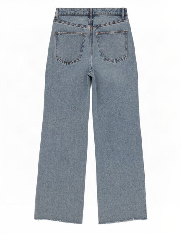 Zara Womens Distressed High Waist Wide Leg Jeans EU 36 XS W26 L30 Blue