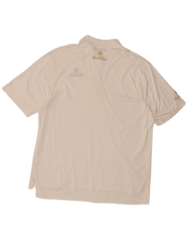Brooks Brothers Mens Graphic Polo Shirt Medium White Cotton