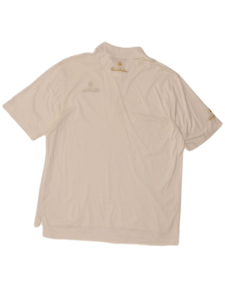 Brooks Brothers Mens Graphic Polo Shirt Medium White Cotton