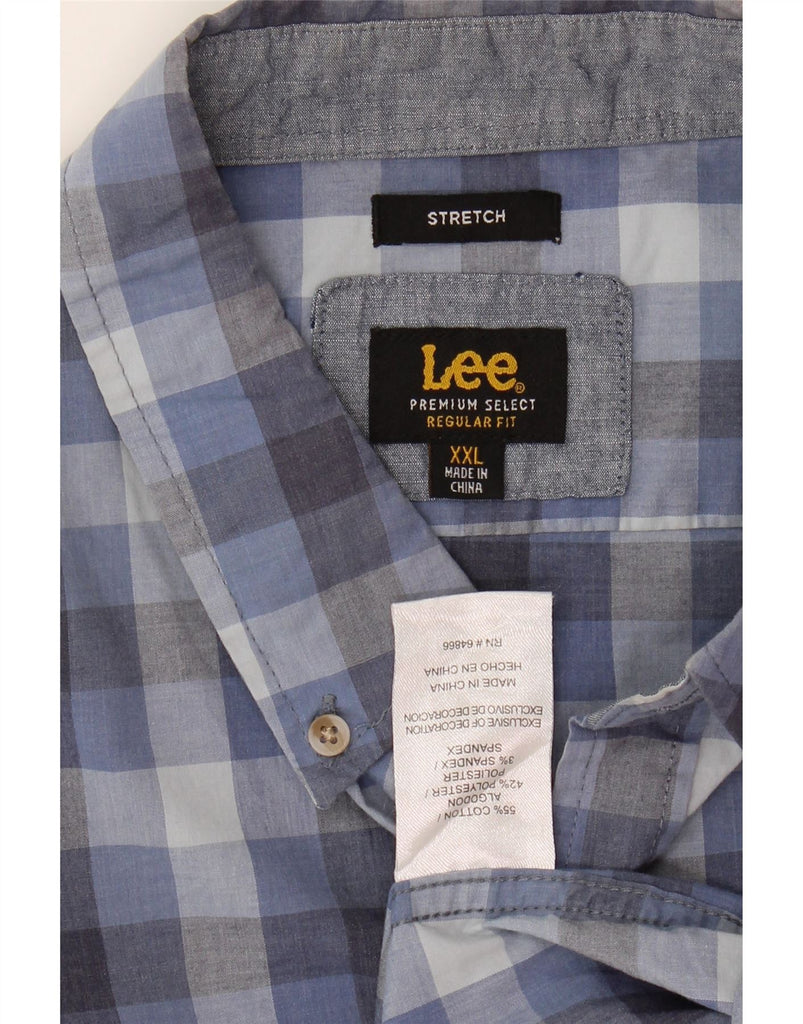 LEE Mens Regular Fit Short Sleeve Shirt 2XL Blue Check Cotton Vintage Lee and Second-Hand Lee from Messina Hembry 