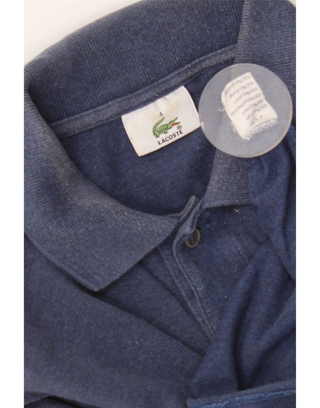 Lacoste Mens Long Sleeve Polo Shirt Size 4 Medium Blue Cotton