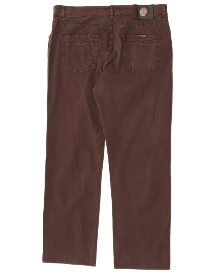Trussardi Mens Straight Jeans W35 L30 Brown Cotton