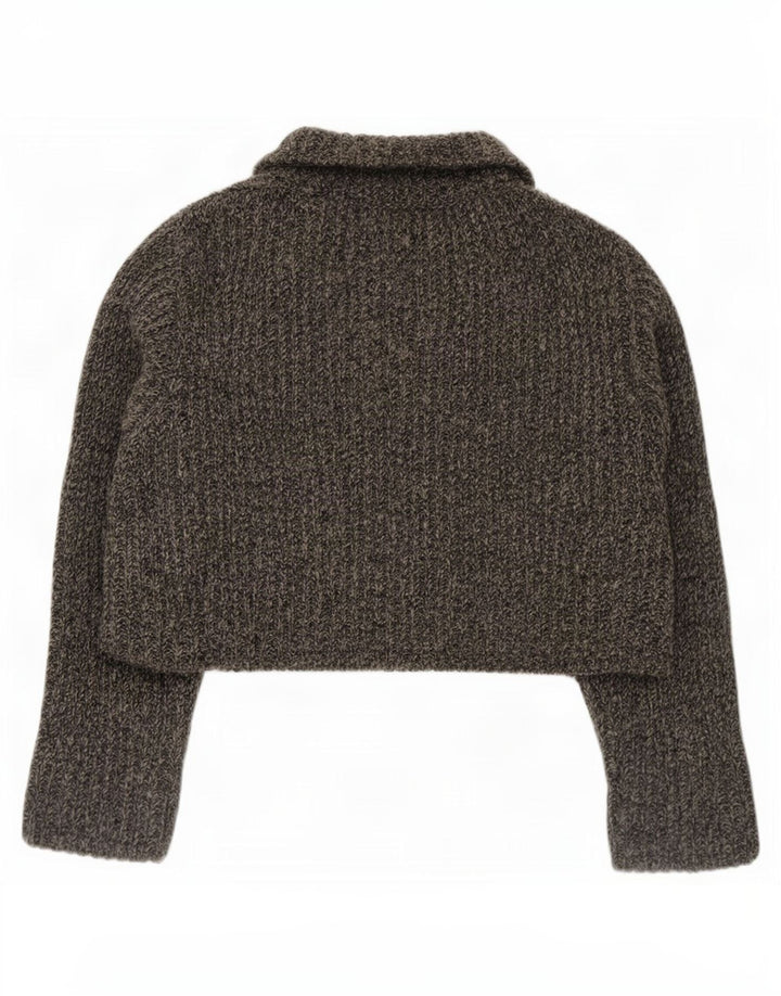 Marlboro Classics Womens Crop Cardigan Sweater UK 14 Medium Grey Flecked