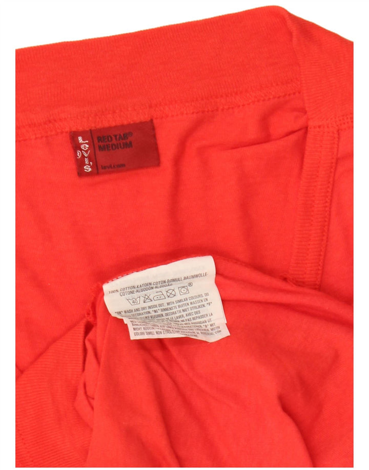 LEVI'S Womens Crop V-Neck Jumper Sweater UK 12 Medium Red Cotton