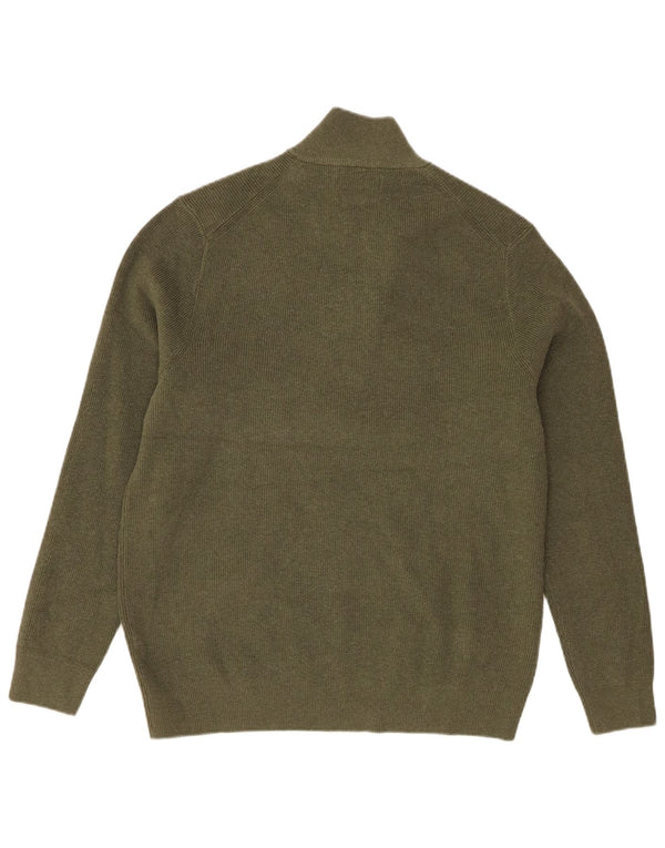 Marks & Spencer Mens Zip Neck Jumper Sweater Large Green Polyester
