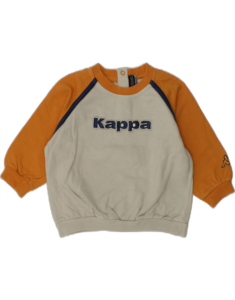 KAPPA Baby Boys Graphic Sweatshirt Jumper 9-12 Months Grey Colourblock | Vintage Kappa | Thrift | Second-Hand Kappa | Used Clothing | Messina Hembry 