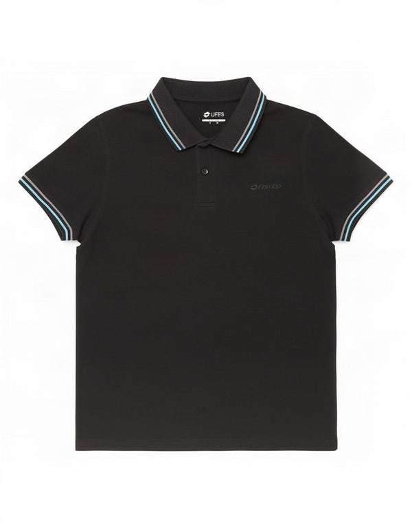 Lotto Mens Life's Polo Shirt Medium Black Striped