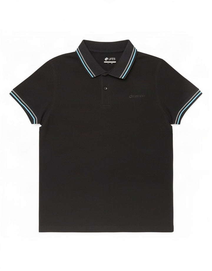 Lotto Mens Life's Polo Shirt Medium Black Striped