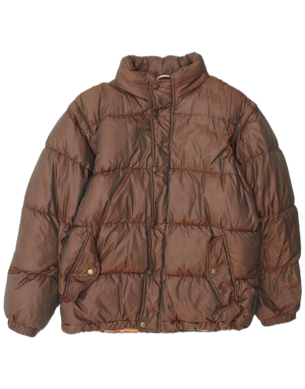 Sergio Tacchini Mens Hooded Padded Jacket UK 38 Medium Brown Polyamide