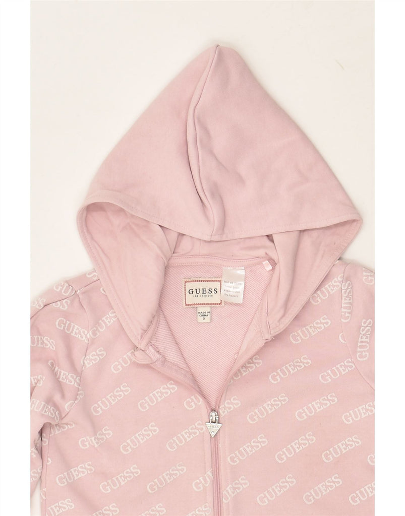 GUESS Girls Graphic Zip Hoodie Sweater 2-3 Years Pink Cotton | Vintage Guess | Thrift | Second-Hand Guess | Used Clothing | Messina Hembry 