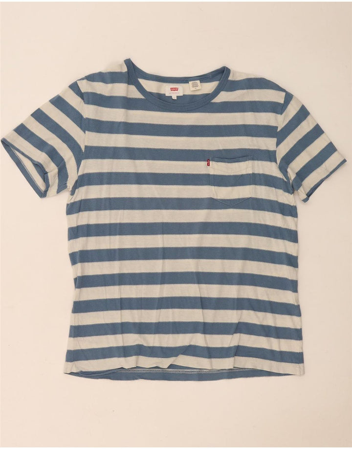 Levi's Mens T-Shirt Top Large Blue Striped