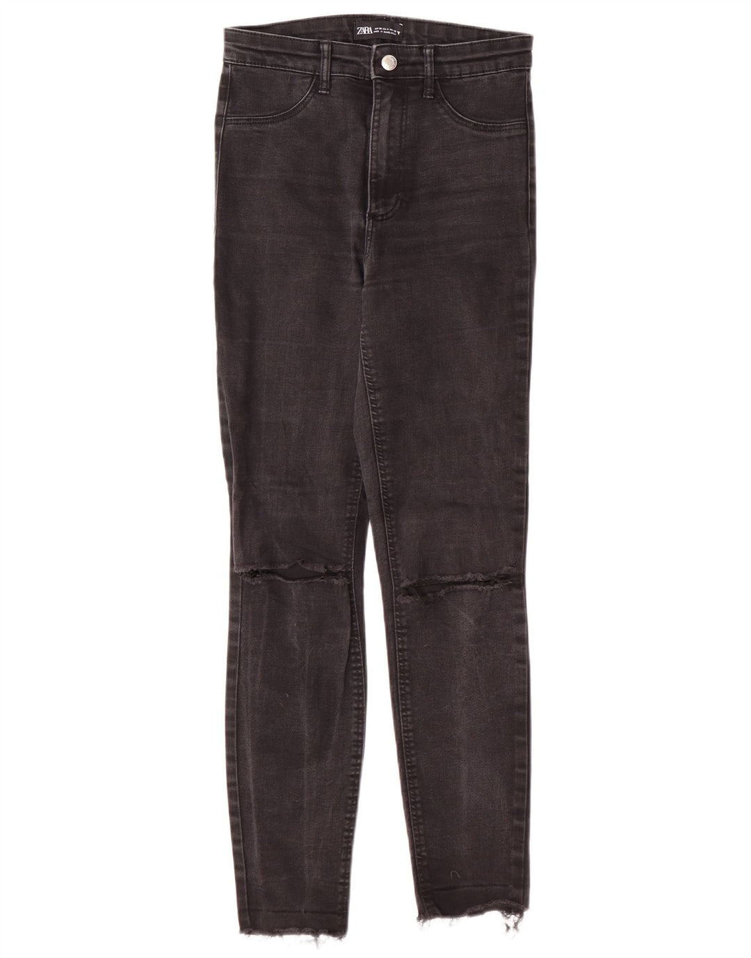 Zara Womens Distressed Skinny Jeans EU 36 XS W26 L27 Black Modern