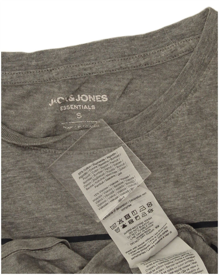 Jack & Jones Mens Graphic T-Shirt Top Small Grey Cotton